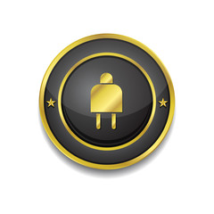 Plug Sign Gold Vector Icon Button