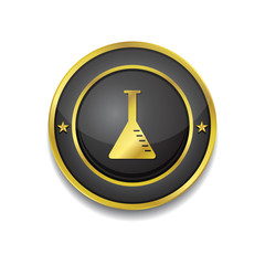 Conical Flask Gold Vector Icon Button