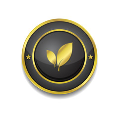 Leaf Gold Vector Icon Button