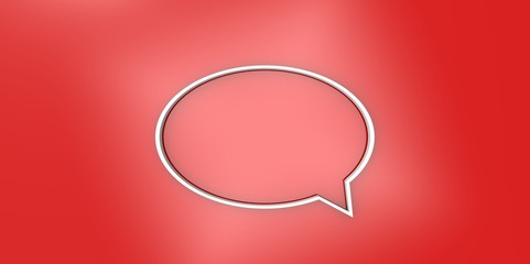 3D white Transparent empty bubble speech on red background