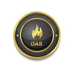 Gas Sign Gold Vector Icon Button