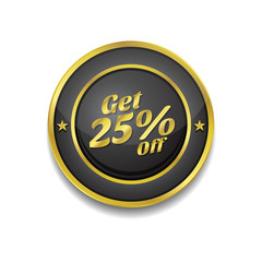 Fototapeta premium Get 25 Percent Gold Vector Icon Button