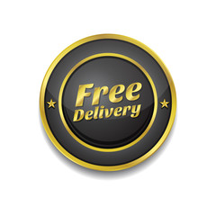 Free Delivery Gold Vector Icon Button