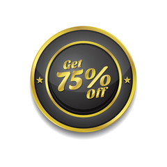 Get 75 Percent Gold Vector Icon Button