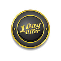 1 day Offer Gold Vector Icon Button