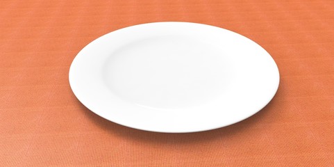 White empty dish plate on orange table