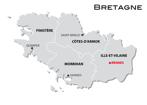 simple administrative map of brittany