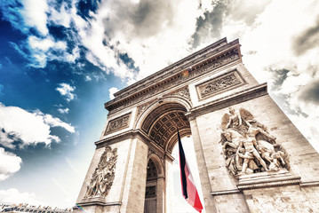 Fototapeta na wymiar Bottom-Up view of Triumph Arc in Paris