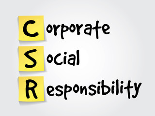 Corporate Social Responsibility (CSR) on yellow sticky notes