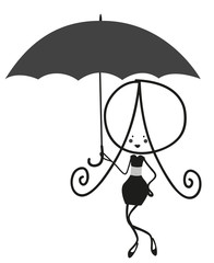Doodle Girl With Umbrella
