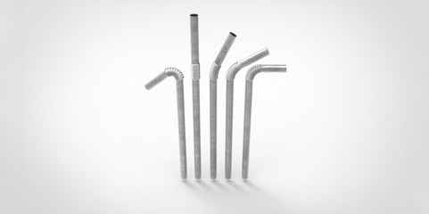 3D metal silver drinking straws
