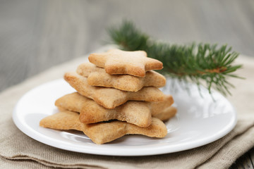 star cookies on old table