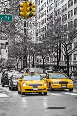 Crédence de cuisine en verre imprimé TAXI de new york Les taxis jaunes de New York