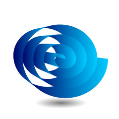 Ribbon scroll in blue with shadow