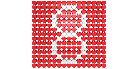 Red 8 March shape from many 3D hearts