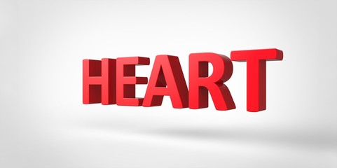 Hearts 3D red text on white gray background