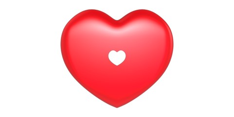 Red 3D Heart shape with little heart in the middle