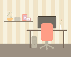 Vector Illustration of an Office Room