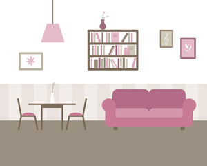 Vector Illustration of a Living and Dining Room