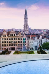 Foto op Plexiglas Brussel Mont des Arts Garden and Brussels panorama