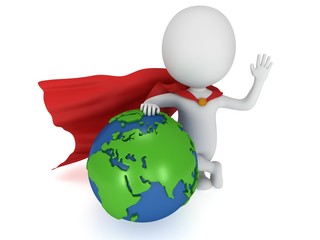 Brave superhero and world sphere