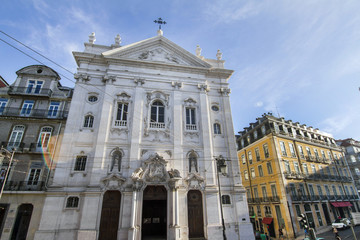View of the Church of Encarnacao, located in Lisbon, Portugal.