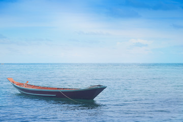 Naklejka na ściany i meble boats on the background of beautiful seascape, Thailand, Phangan