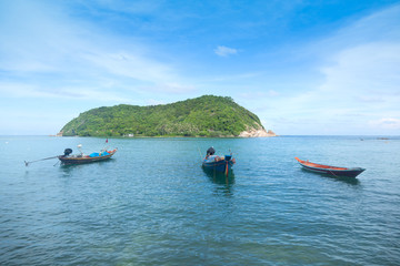 Fototapeta na wymiar boats on the background of beautiful seascape, Thailand, Phangan