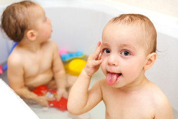 Cute small boy in bath