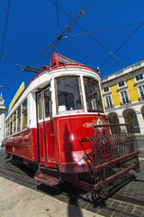 Fototapeta na wymiar vintage famous red electrical tram