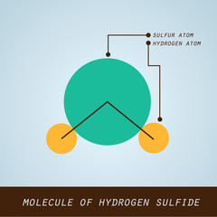 Illustration of molecule of hydrogen sulfide
