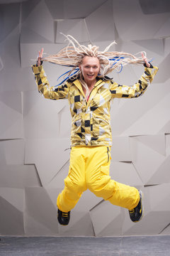 Young Woman With Dreadlocks Jumping