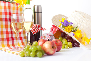 picnic with wine and slow food concept