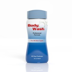 3D Body Wash plastic bottle isolated on white background