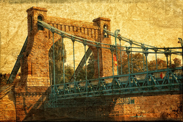 Most Grunwaldzki w stylu retro Wrocław,Polska. - obrazy, fototapety, plakaty