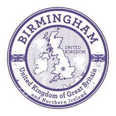 Grunge rubber stamp with words United Kingdom, Birmingham