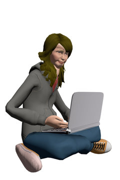 Teen girl using a laptop