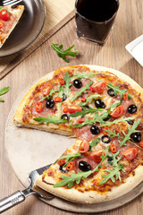 Pizza peperoni on plate