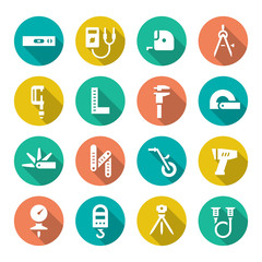 Set flat icons of measuring tools