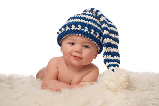 Baby Boy Wearing a Stocking Cap