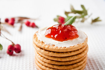 Cookies with strawberry jam