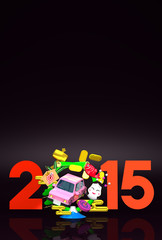 Jumping Car, New Year Ornament, 2015 On Black Text Space