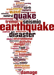 Earthquake word cloud concept. Vector illustration