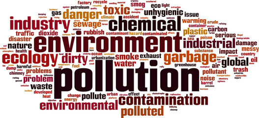 Obraz premium Pollution word cloud concept. Vector illustration