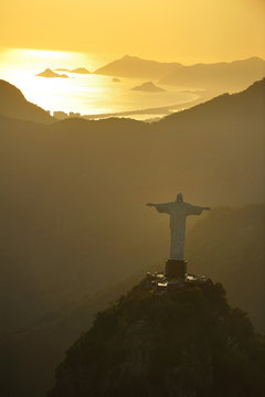 Aerial view of Christ on Corcovado Hill, Rio de Janeiro, Brazil