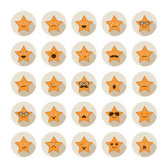 Set of stars with different emotions
