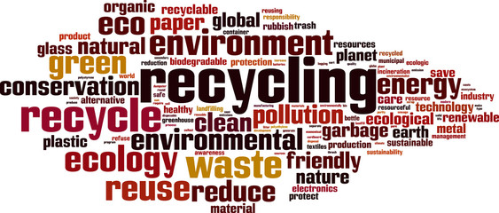 Recycling word cloud concept. Vector illustration