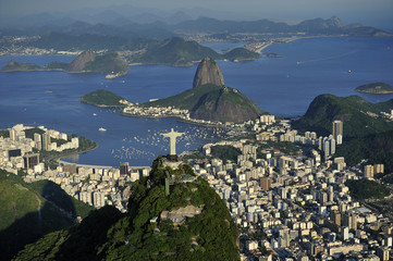 Aerial view of Christ, Sugarloaf, Guanabara Bay, Rio de Janeiro