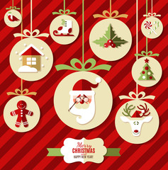 Christmas design icons set. Vector background.