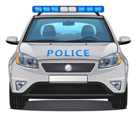 Vector Police Car #3 - Front view | Visible interior version